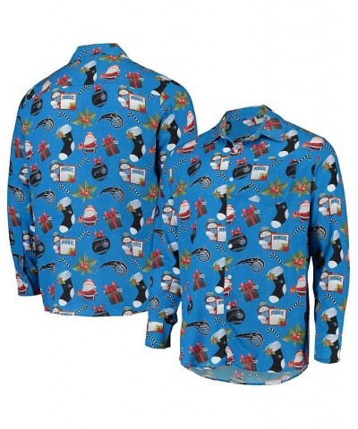 Men's Blue Orlando Magic Floral Winter Explosion Long Sleeve Button-Up Shirt $33.00 Shirts