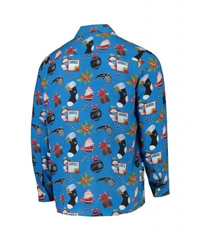 Men's Blue Orlando Magic Floral Winter Explosion Long Sleeve Button-Up Shirt $33.00 Shirts