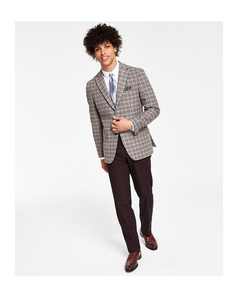 Men's Slim-Fit Brown & Gray Check Sport Coat Brown $50.95 Blazers