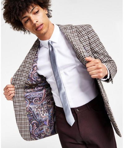 Men's Slim-Fit Brown & Gray Check Sport Coat Brown $50.95 Blazers