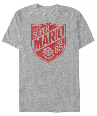 Nintendo Men's Super Mario Since '85 Shield Logo Short Sleeve T-Shirt Gray $14.70 T-Shirts