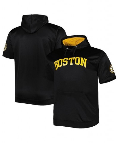 Men's Black Boston Bruins Big and Tall Logo Short Sleeve Hoodie $25.20 Sweatshirt