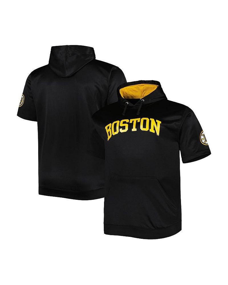 Men's Black Boston Bruins Big and Tall Logo Short Sleeve Hoodie $25.20 Sweatshirt