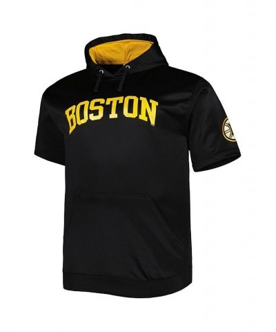 Men's Black Boston Bruins Big and Tall Logo Short Sleeve Hoodie $25.20 Sweatshirt