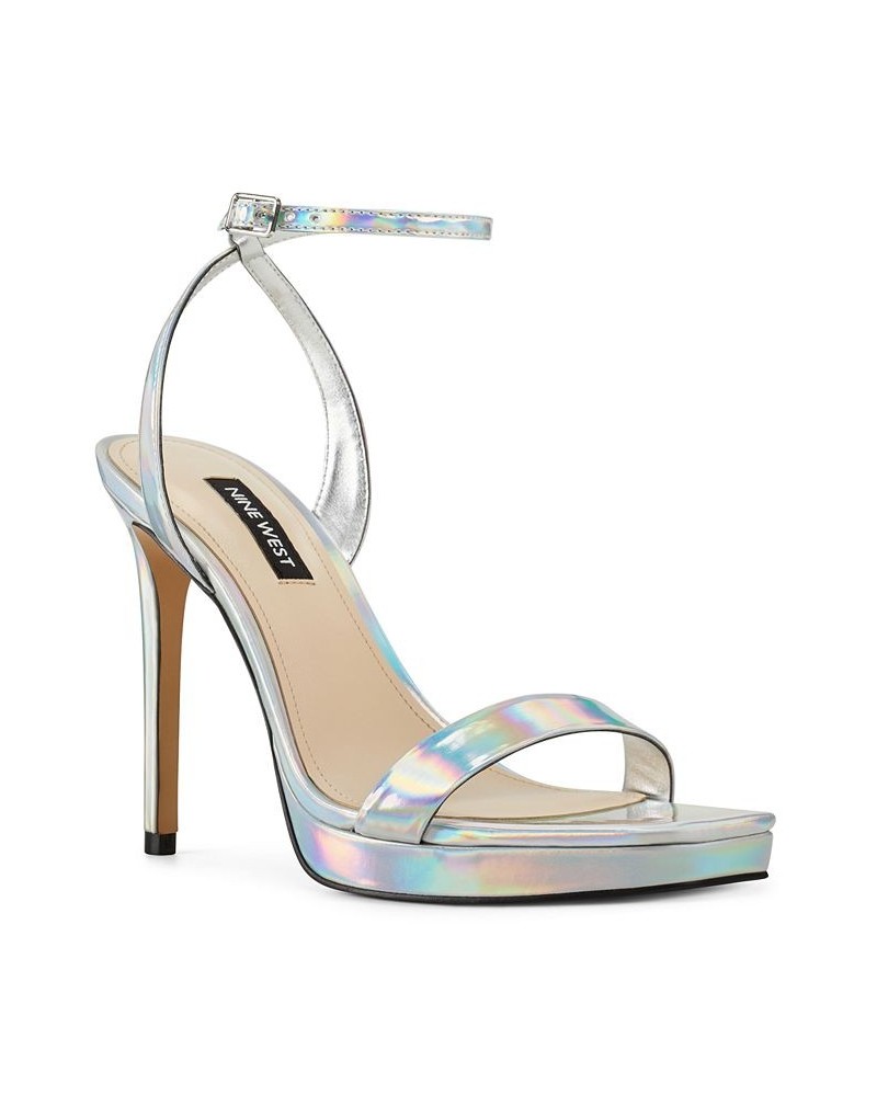 Women's Zadie Square Toe Stiletto Heel Dress Sandals Gray $51.48 Shoes