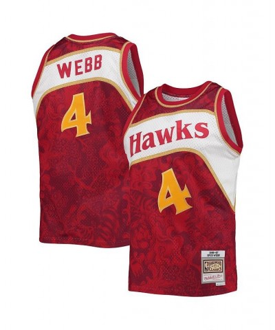 Men's Spud Webb Red Atlanta Hawks Hardwood Classics 1986-87 Lunar New Year Swingman Jersey $64.75 Jersey