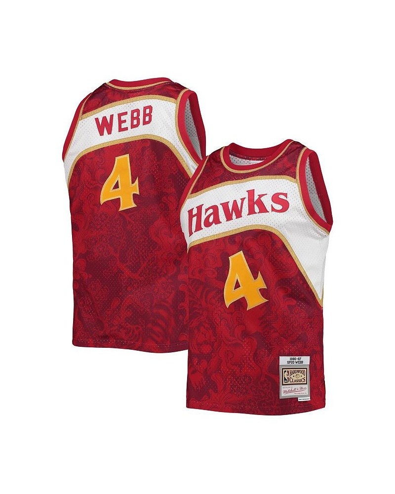 Men's Spud Webb Red Atlanta Hawks Hardwood Classics 1986-87 Lunar New Year Swingman Jersey $64.75 Jersey