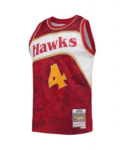 Men's Spud Webb Red Atlanta Hawks Hardwood Classics 1986-87 Lunar New Year Swingman Jersey $64.75 Jersey