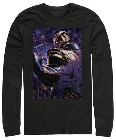 Marvel Men's Avengers Endgame Thanos Galaxy Shattered Glass, Long Sleeve T-shirt Black $19.20 T-Shirts
