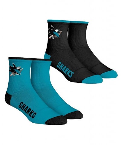 Men's Socks San Jose Sharks Core Team 2-Pack Quarter Length Sock Set $15.00 Socks
