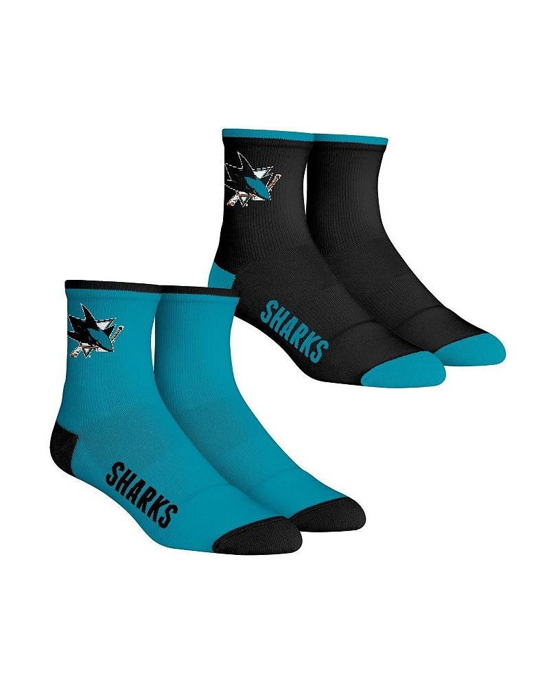 Men's Socks San Jose Sharks Core Team 2-Pack Quarter Length Sock Set $15.00 Socks