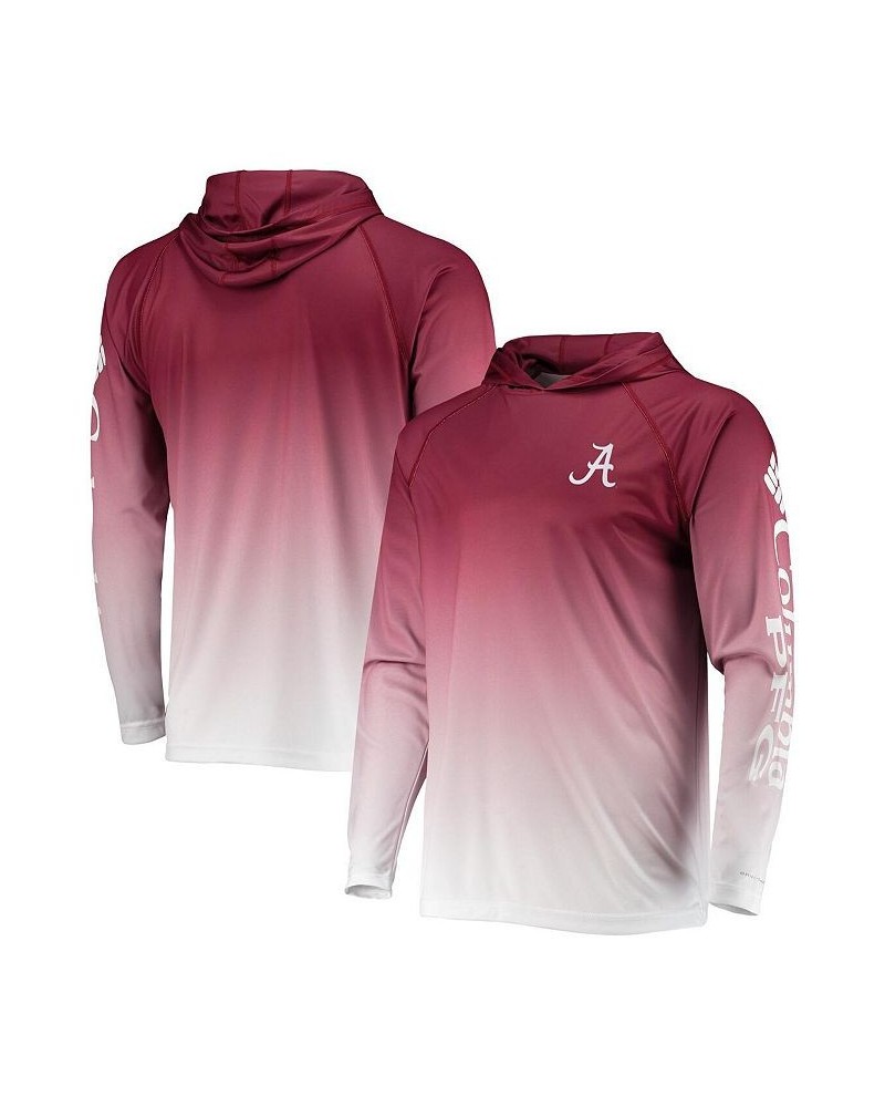 Men's Crimson Alabama Crimson Tide Terminal Tackle Omni-Shade UPF 50 Long Sleeve Hooded Top $34.30 T-Shirts