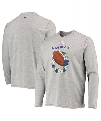 Men's Heathered Gray New York Giants Sport Lei Pass Long Sleeve T-shirt $46.20 T-Shirts