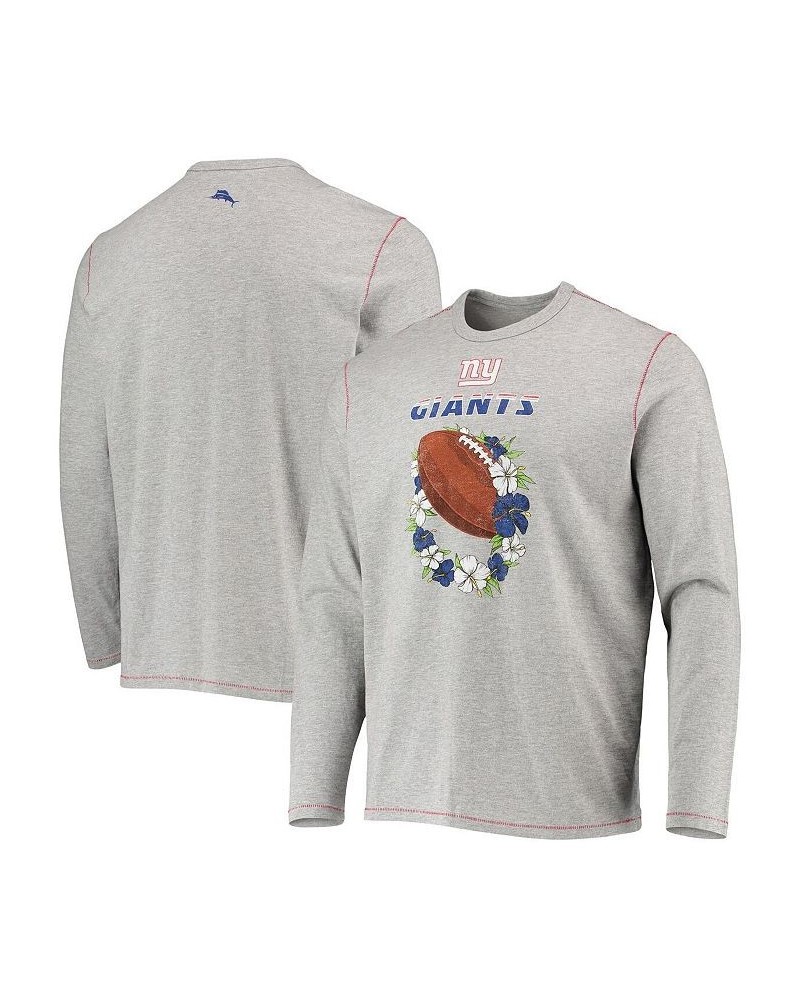 Men's Heathered Gray New York Giants Sport Lei Pass Long Sleeve T-shirt $46.20 T-Shirts