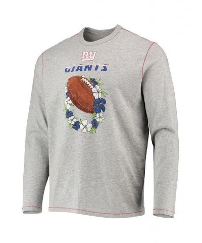 Men's Heathered Gray New York Giants Sport Lei Pass Long Sleeve T-shirt $46.20 T-Shirts