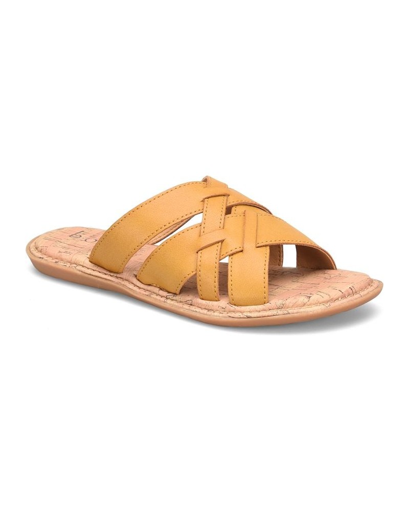 Women's Mona Comfort Flat Sandal Yellow $28.42 Shoes