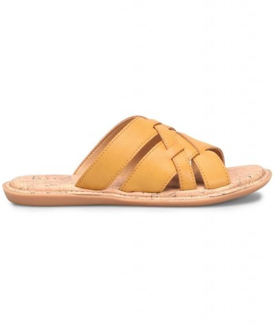 Women's Mona Comfort Flat Sandal Yellow $28.42 Shoes