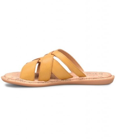 Women's Mona Comfort Flat Sandal Yellow $28.42 Shoes