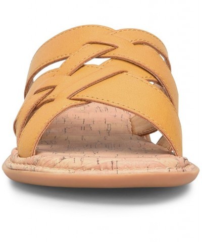 Women's Mona Comfort Flat Sandal Yellow $28.42 Shoes