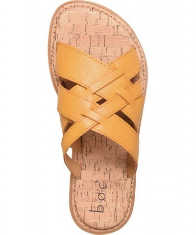 Women's Mona Comfort Flat Sandal Yellow $28.42 Shoes