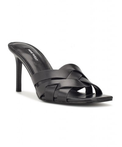 Women's Linette Slip-on Heeled Slide Sandals Black $46.20 Shoes