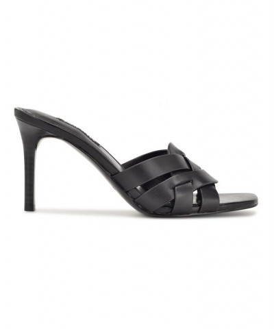 Women's Linette Slip-on Heeled Slide Sandals Black $46.20 Shoes