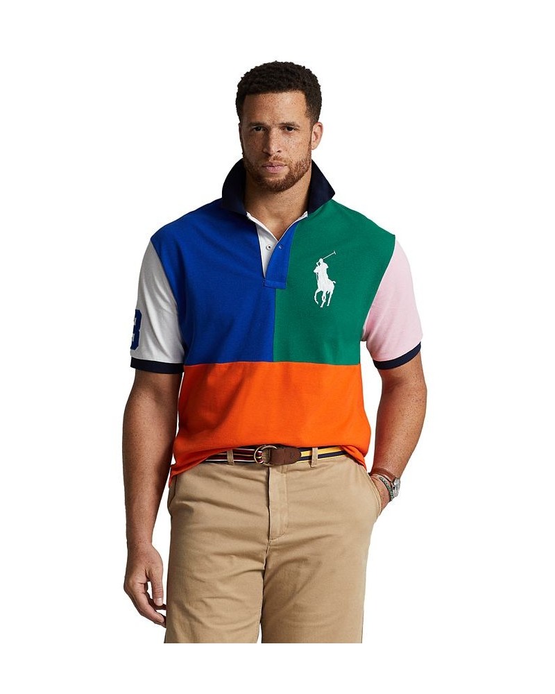 Men's Big & Tall Big Pony Color-Blocked Mesh Polo Shirt Orange $71.04 Polo Shirts