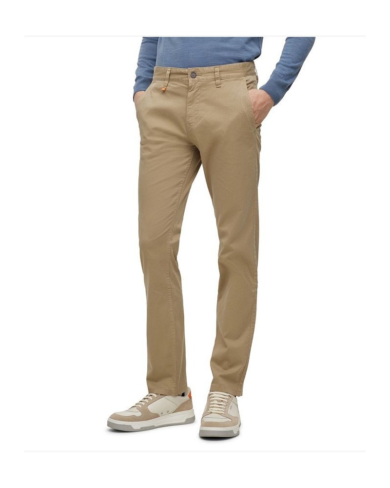 BOSS Men's Printed Stretch-Cotton Twill Slim-Fit Trousers Tan/Beige $73.92 Pants