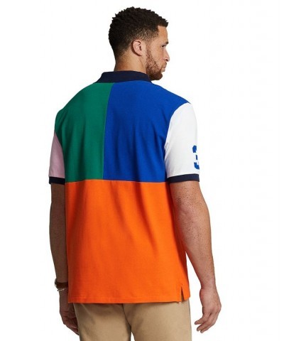 Men's Big & Tall Big Pony Color-Blocked Mesh Polo Shirt Orange $71.04 Polo Shirts