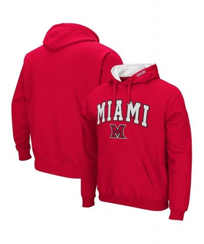 Men's Red Miami University Redhawks Arch and Logo Pullover Hoodie $23.65 Sweatshirt
