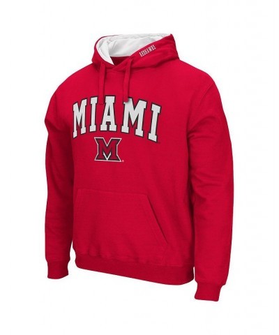 Men's Red Miami University Redhawks Arch and Logo Pullover Hoodie $23.65 Sweatshirt