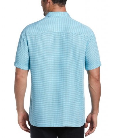 Men's Palm Sky Print Short-Sleeve Button-Front Camp Shirt Blue $44.10 Shirts