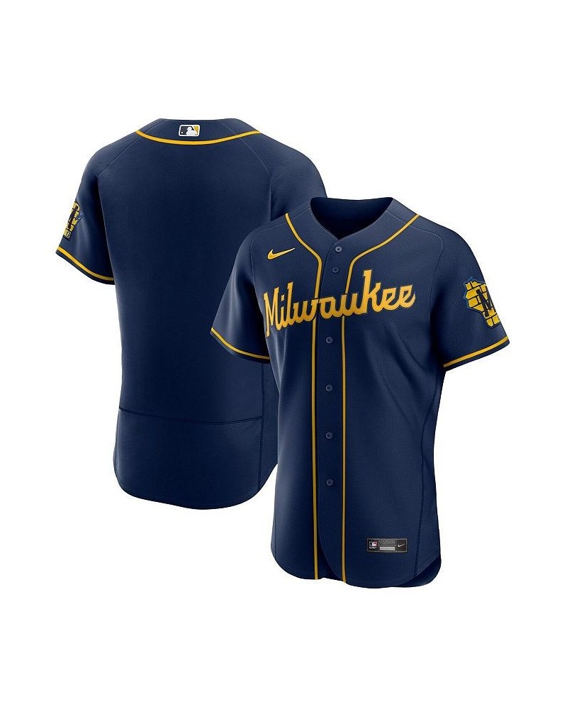 Men's Navy Milwaukee Brewers Alternate Authentic Team Logo Jersey $102.00 Jersey