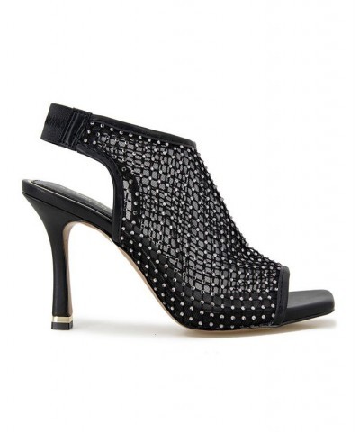 Women's Hayley Jewel Slingback Heels Black $68.11 Shoes