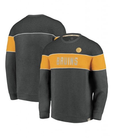 Men's Branded Heathered Charcoal Boston Bruins Varsity Reserve Sweatshirt $44.19 Sweatshirt