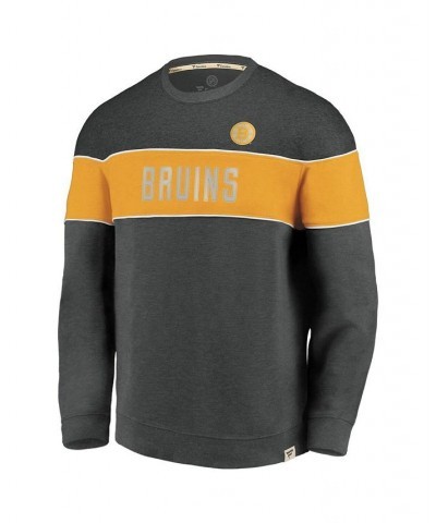 Men's Branded Heathered Charcoal Boston Bruins Varsity Reserve Sweatshirt $44.19 Sweatshirt