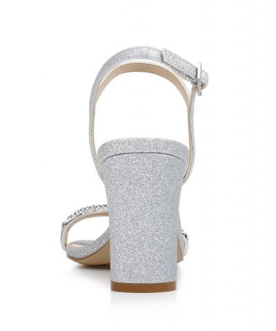 Women's Charlee Embellished Sandal Silver $51.17 Shoes