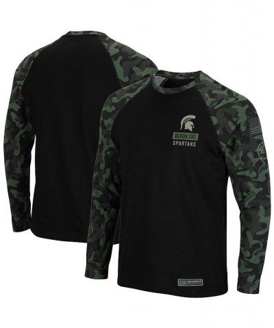 Men's Black Michigan State Spartans OHT Military Appreciation Camo Raglan Long Sleeve T-shirt $24.00 T-Shirts