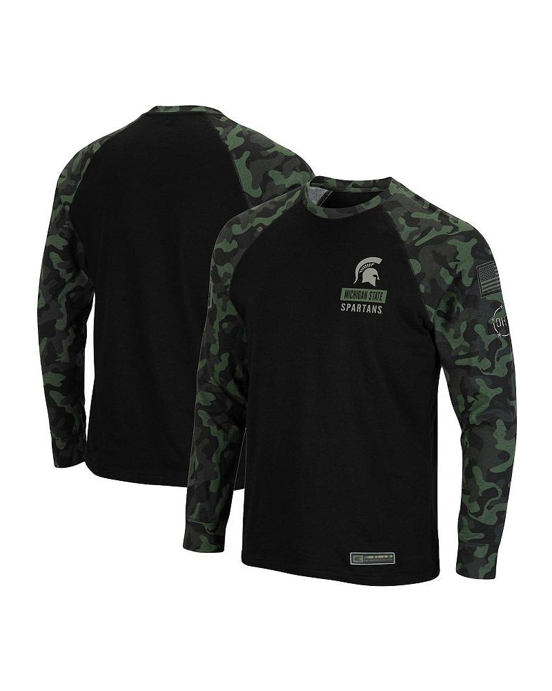 Men's Black Michigan State Spartans OHT Military Appreciation Camo Raglan Long Sleeve T-shirt $24.00 T-Shirts