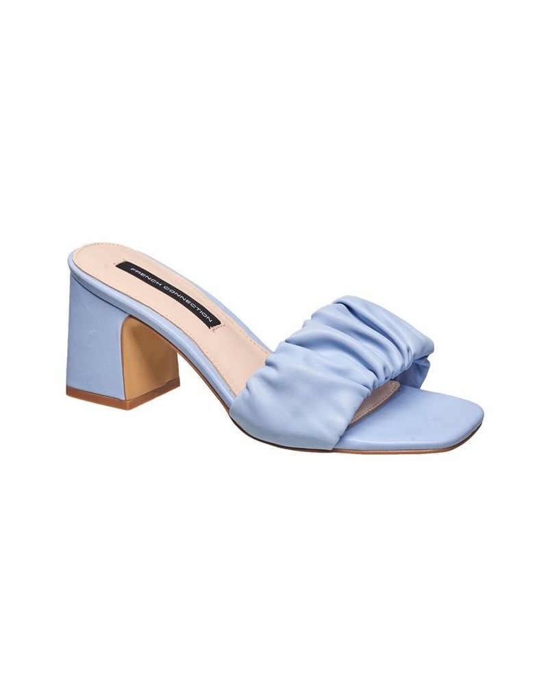 Women's Block Heel Slide Sandals Blue $51.94 Shoes