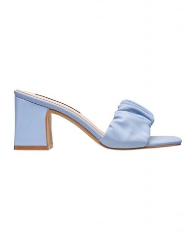 Women's Block Heel Slide Sandals Blue $51.94 Shoes