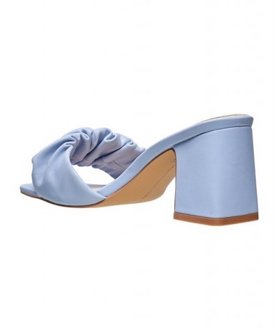 Women's Block Heel Slide Sandals Blue $51.94 Shoes