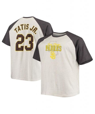 Men's Fernando Tatis Jr. Oatmeal, Heathered Charcoal San Diego Padres Big and Tall Name and Number Raglan T-shirt $28.49 T-Sh...