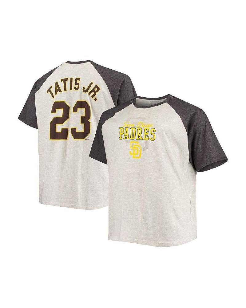 Men's Fernando Tatis Jr. Oatmeal, Heathered Charcoal San Diego Padres Big and Tall Name and Number Raglan T-shirt $28.49 T-Sh...