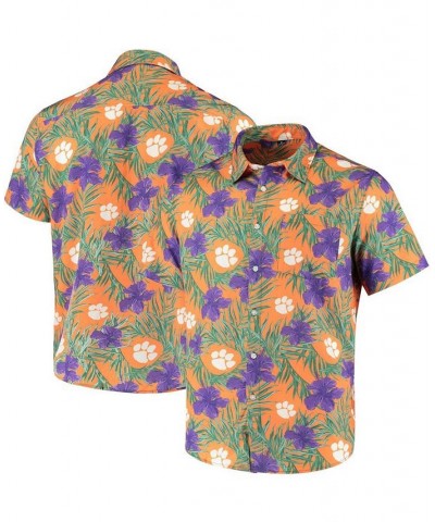 Men's Orange Clemson Tigers Floral Button-Up Shirt $38.99 Shirts