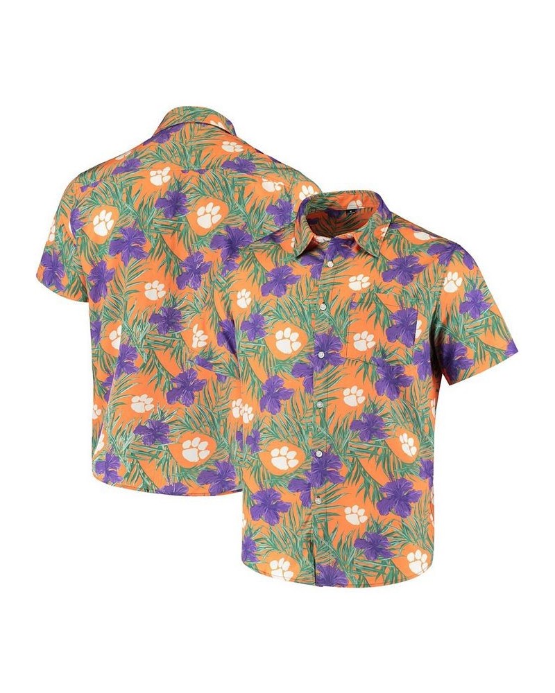 Men's Orange Clemson Tigers Floral Button-Up Shirt $38.99 Shirts