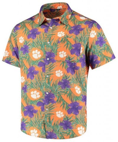 Men's Orange Clemson Tigers Floral Button-Up Shirt $38.99 Shirts