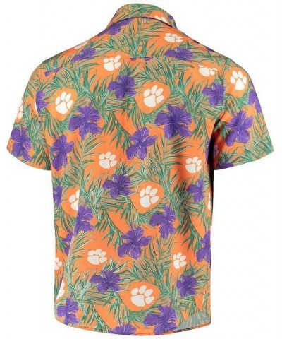 Men's Orange Clemson Tigers Floral Button-Up Shirt $38.99 Shirts