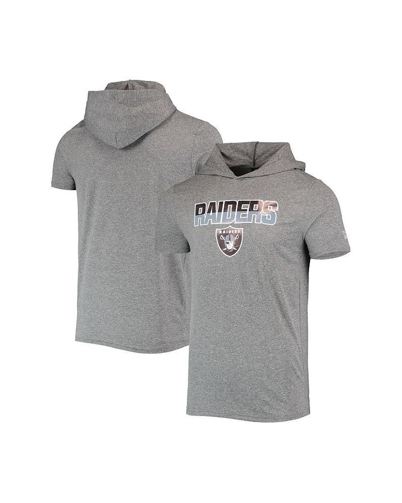 Men's Heathered Gray Las Vegas Raiders Team Brushed Hoodie T-shirt $19.20 T-Shirts