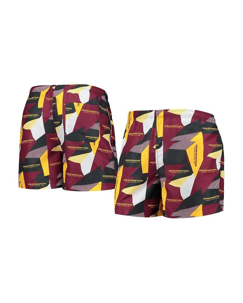 Men's Burgundy and Gold Washington Football Team Geo Print Swim Trunks $28.80 Swimsuits